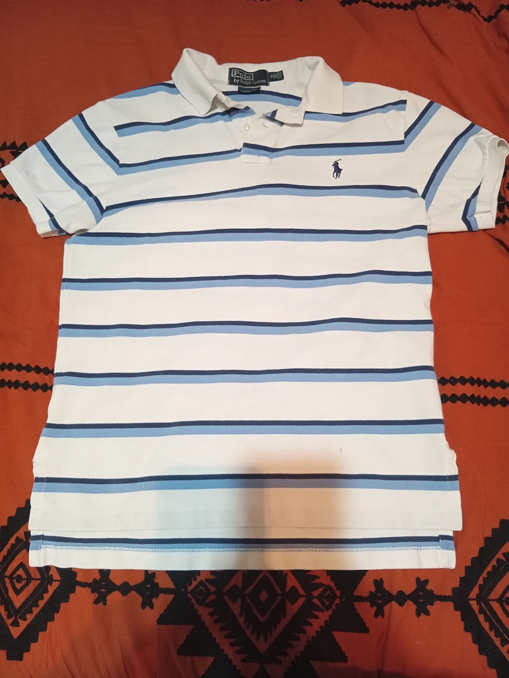 Ralph Lauren White Polo with Blue Stripes